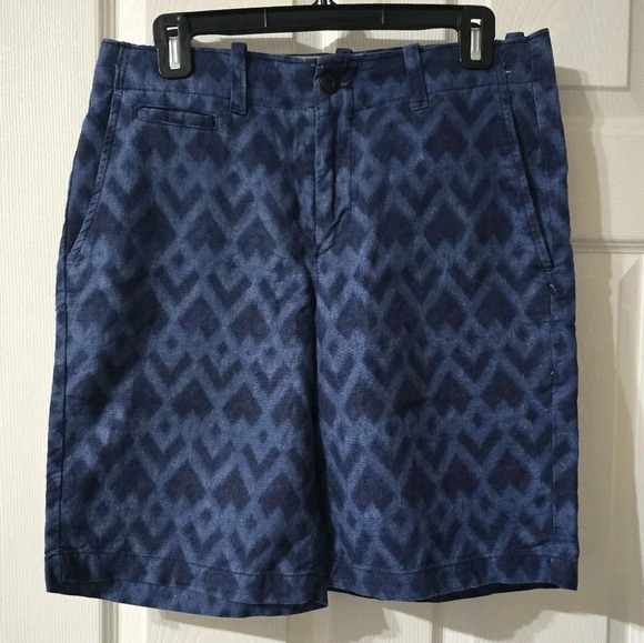 Gap Linen Blend Lived In Chino Shorts, Navy Blue Ikat Print, Men's Size 31, EUC! - Picture 1 of 9